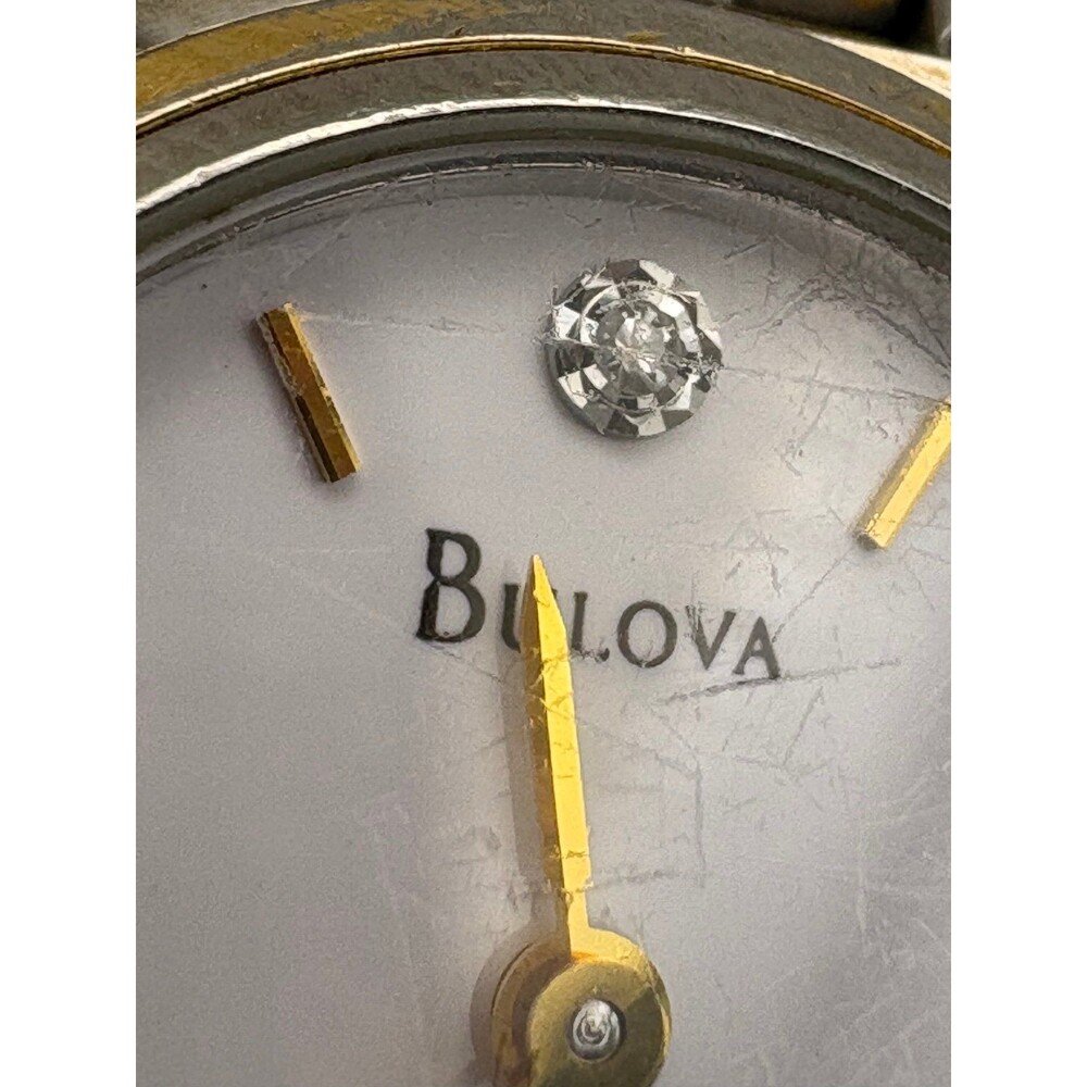 Vintage Bulova 98P04 Two-Tone Diamond Dial Ladies Watch - New Battery Fitted - Picture 7 of 11